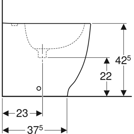 Bidet stojący Geberit Acanto, przylegający do ściany, ukryte mocowania: T=51cm, Przelew=Widoczny, Biały
