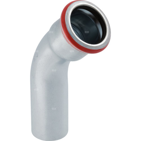 Kolano 45' GEBERIT Mapress C-Stahl jednokielichowe, stal (ocynk galwaniczny/elektrolityczny) (ocynk), 15 mm, DN 12 x 15 mm x DN 12 (końcówka wciskana x mufa zaprasowywana) z uszczelką