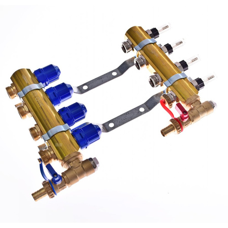 Rozdzielacz do ogrzewania podłogowego QIK Optimo MAGNET III - RMSZT-2-50-M 8-obieg. mosiądz GW 1'' x GZ 3/4'' + przepływomierz