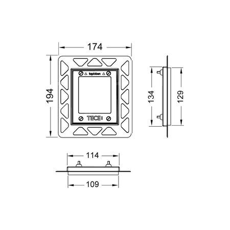Ramka montażowa do pisuaru. Służy do montażu przycisków TECEloop/TECEsquare ze szkła, TECEnow oraz do instalacji TECEsquare z metalu w zabudowie suchej, czarna TECE