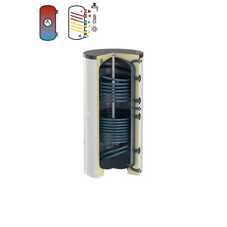 Podgrzewacz FLAMCO MEIBES DUO-SOLAR z wężownicą, 200 l, Spiralny, Emaliowany, 18.6 kW, 10 / 16