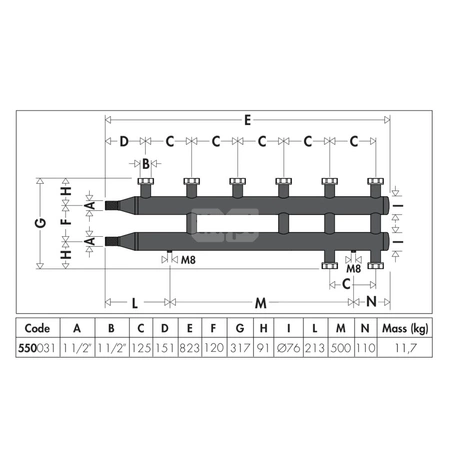 3+1 Rozdzielacz do instalacji grzewczych i chłodniczych