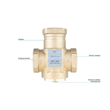 Zawór bezpieczeństwa AFRISO ATV 555 mosiądz GW x GW 1 1/4''