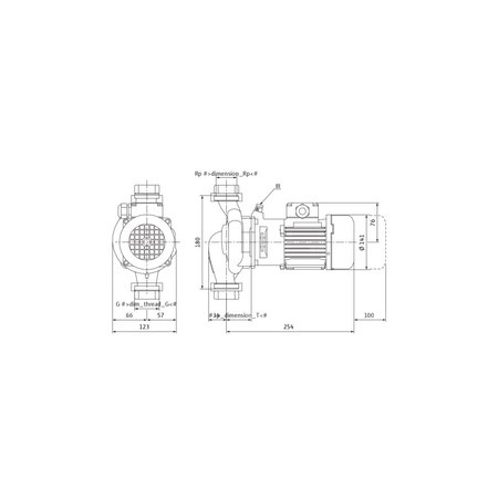 Pompa obiegowa WILO VeroLine-IPL 30/70-0,12/2 typu in-line z silnikiem znormalizowanym 50 Hz, moc silnika 0.12kW 0.33 A 2780 obr/min, wlot GZGW 2''