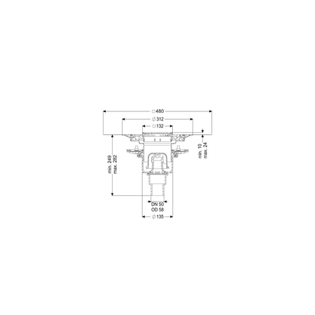 Wpust KESSEL Ecoguss z 1 przyłączem DN 50, odpływ pionowy (zdejmowany), kratka 120x120mm stal nierdzewna