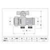 Zawór kulowy z wbudowanym, certyfikowanym zaworem zwrotnym. Z możliwością nadzoru. Nakrętka - przyłącza z gwintem zewnętrznym 3/