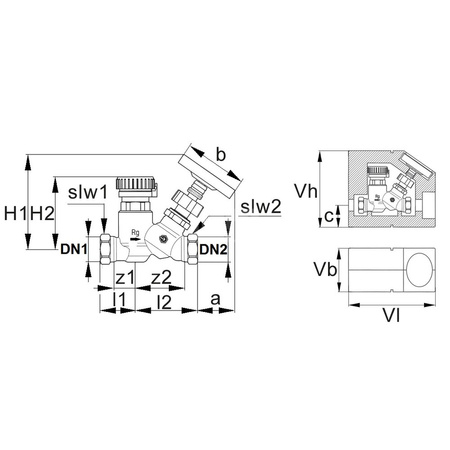 Zawór regulacyjno-pomiarowy COMAP Thermo F, DN 15