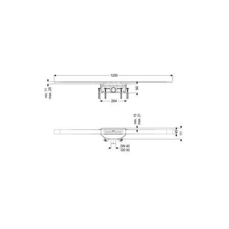 Linearis Infinity 90 Syfon z zamknięciem wodnym 50 mm, Szczotkowana powierzchnia - brąz, 1200 mm