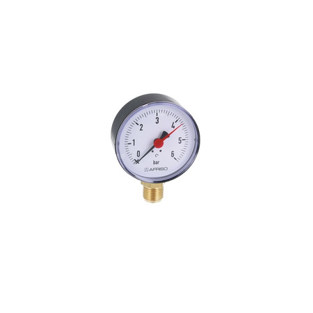 Manometr z rurką Bourdona AFRISO RF grzewczy 0/6 bar G1/2B radialne fi 80 mm, kl. 2.5%