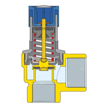 Zawór bezpieczeństwa. Przyłącza z gwintem wewnętrznym 1/2" x 3/4" 4 bar