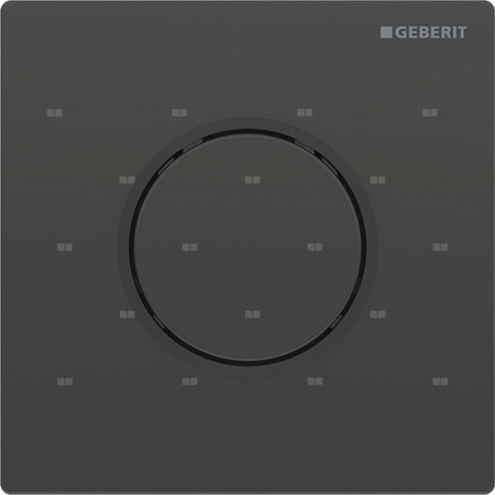 Przycisk uruchamiający Geberit typ 10 do zaworu spłukującego do pisuarów z pneumatycznym uruchamianiem spłukiwania, płyta i przycisk: czarne, pierścień ozdobny: czarny mat