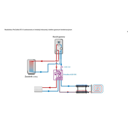 Rozdzielacz do ogrzewania podłogowego AFRISO ProCalida EF1 K 8-obieg. poliamid GZ 1'' x euroconus 3/4'' + przepływomierz + zawór napełn/spust