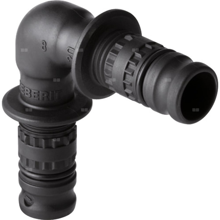 Kolano 90' GEBERIT Mepla, PVDF / PVDF, 50 mm, DN 40 x 50 mm x DN 40 (końcówka wciskowa x końcówka wciskowa), (głębokość: 38 mm) z uszczelką