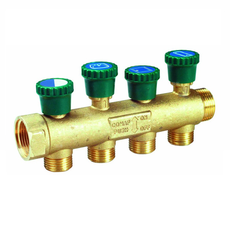 Rozdzielacz hydrauliczny COMAP M22 GW x GZ, odgałęzień: 4 (3/4'') + zawory odcinające