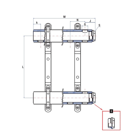 Rozdzielacz ogrzewania RUMET 50A 13 obwodowy