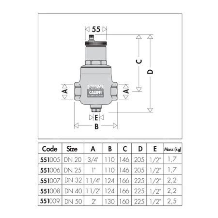 Separator CALEFFI DISCAL, 10 bar / 110'C, 2'' (GW)