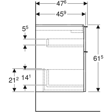 Szafka pod umywalkę Geberit iCon, z dwoma szufladami: Szerokość umywalki=75cm, Korpus i front: biały / lakierowany na wysoki połysk, Uchwyt: biały / powlekany proszkowo, matowy