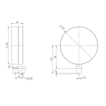Ciśnieniomierz różnicowy AFRISO KP Dif D401 0/40 mbar mosiądz G1/2B radialne fi 160, kl. 1.6%