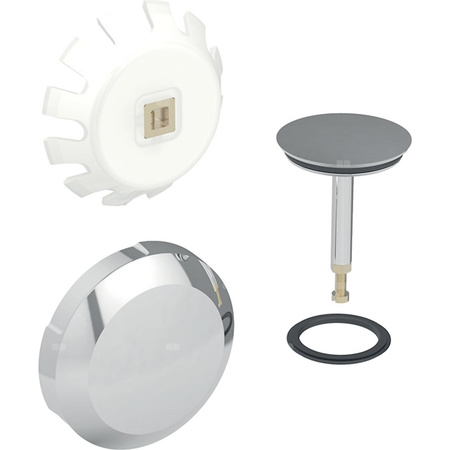 Zestaw wykończeniowy Geberit do zestawu odpływowo-przelewowego do wanien i brodzików d65, z uruchamianiem pokrętłem, chrom błyszczący