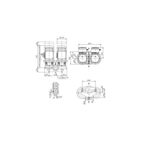 Pompa obiegowa WILO CronoTwin-DL-E 150/200-7,5/4-R1-S1 typu in-line z silnikiem znormalizowanym 50/60 Hz, moc silnika 7.5kW 13.3 A 1450 obr/min, wlot Kołnierz DN 150