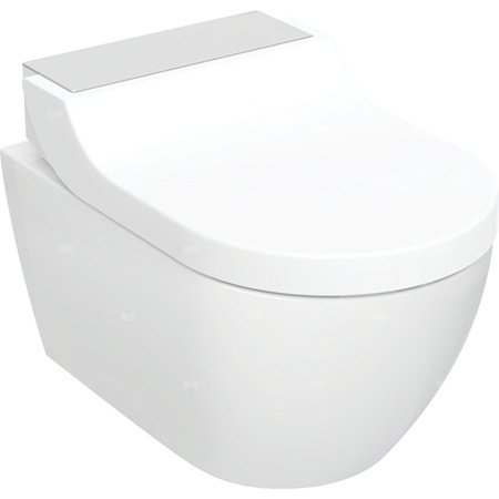 Urządzenie WC z funkcją higieny intymnej Geberit AquaClean Tuma Comfort, wisząca miska WC: Miska ustępowa: biały / KeraTect, Panel dekoracyjny: stal nierdzewna szczotkowana