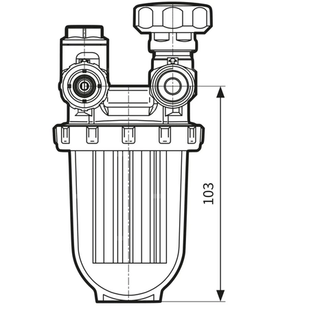 Filtr olejowy AFRISO R500Si jednorurowy z powrotem fi 3/8'' x 3/8'' GW x GZ, z wkładem plastikowym, maks. przepływ 210 l/h