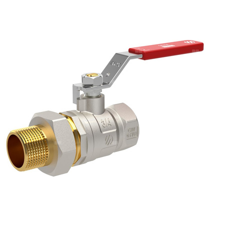 Zawór kulowy SENA VA30 prosty Ni-free, 1 1/2'' GW x 2 GZ, z półśrubunkiem 1 1/2'' , dźwignia INOX