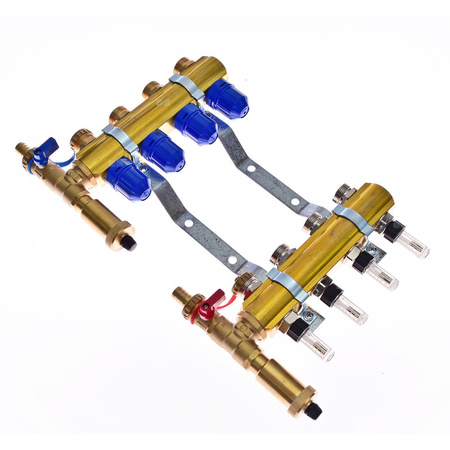 Rozdzielacz do ogrzewania podłogowego QIK Optimo MAGNET STD III - RMSZT-1-50-M 14-obieg. mosiądz GW 1'' x GZ 3/4'' + przepływomierz