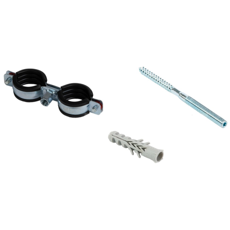 QIK Zestaw - Uchwyt classic podwójny fi 20-23mm 1/2" M8/M10 (śruba dwugwintowa M8x80, kołek nylonowy)