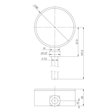 Termometr bimetaliczny AFRISO BiTh fi 80 mm -20…60'C tuleja 150 mm połączenie rad