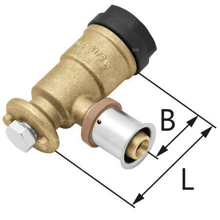 Kolano ścienne mosiężne GW ultraPRESS - 20 Rp1/2" L = 52.5 mm