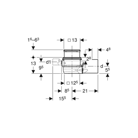 Klucz Geberit do zamykanej kratki, 13 x 13 cm