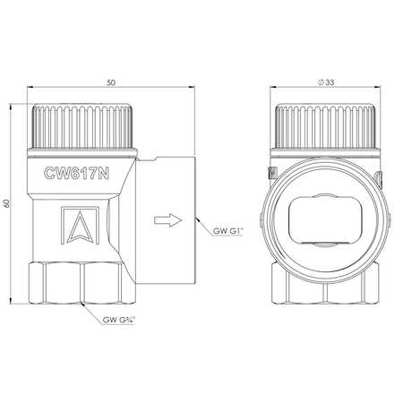 Zawór bezpieczeństwa AFRISO MSW sprężynowy mosiądz 10 bar GW x GW 3/4'' x 1''