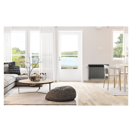 Grzejnik żeberkowy KFA Armatura G500F aluminium, podłączenie boczne 572 x 805 mm, kolor grafit (RAL 9007)