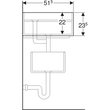 Gipsowy zlew Geberit Publica, górna część: 78x23.5x51.5cm,
