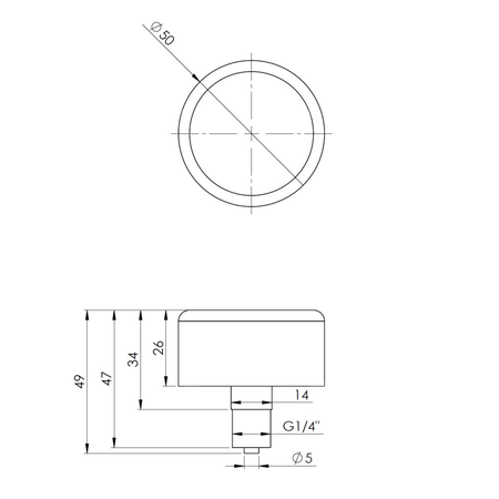 Manometr z rurką Bourdona AFRISO RF standardowy -1/0 bar G1/4B aksjalne fi 50 mm, kl. 1.6%