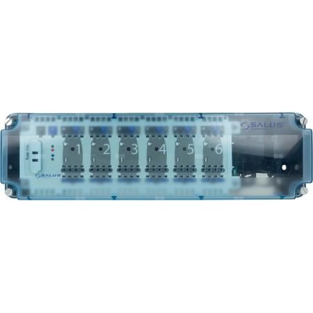 SALUS StartPack Standard - zestaw przewodowego sterowania ogrzewaniem podłogowym bez zarządzania przez Internet: KL06-M, PL07, 4 x VS30W.