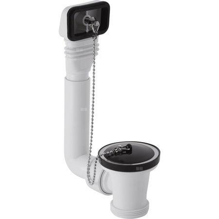 Odpływ zlewowy Geberit z przelewem i korkiem wpustu: G=1 1/2″, Biały-alpin