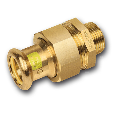 Śrubunek SANHA Press Gas trzyczęściowy, Cu, 22 mm x 1'' (zw x GZ)