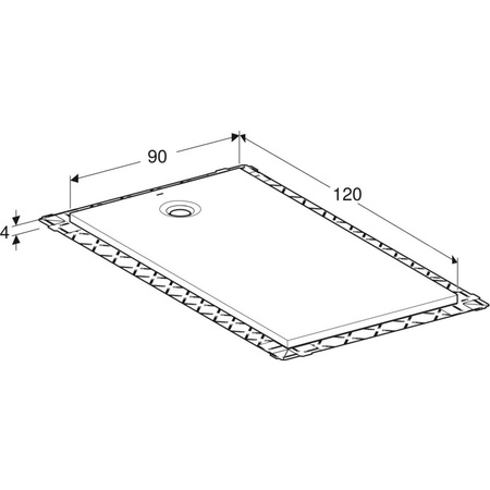 Brodzik prostokątny Geberit Olona z włókniną uszczelniającą: 120x90cm, Biały / Matowy