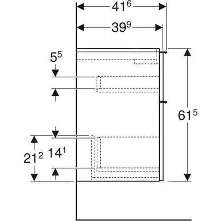 Szafka pod umywalkę Geberit iCon, z dwoma szufladami, krótka: Szerokość umywalki=75cm, Korpus i front: szary piaskowy / lakierowany, wysoki połysk, Uchwyt: szary piaskowy / malowany proszkowo, matowy