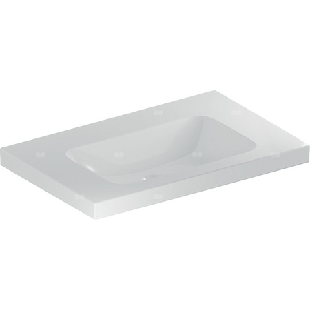 Umywalka GEBERIT iCon Light prostokątna, biała, 750mm, bez otworu na baterię, bez odpływu przelewowego, półki z obu stron