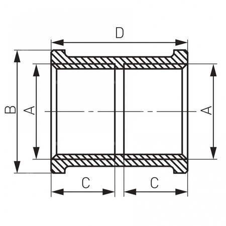 Mufa FERRO, mosiądz (chrom), 1/2'' (GW)