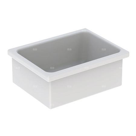 Umywalka GEBERIT Publica Ruscello prostokątna, biała, 600mm, bez otworu na baterię, z odpływem przelewowym, bez półki