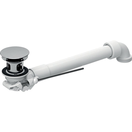 Zawór zestawu odpływowego Geberit, model oszczędzający przestrzeń, wąski, z korkiem zaworu zewnętrznego uruchamianym za pomocą dźwigni: G=1 1/4″