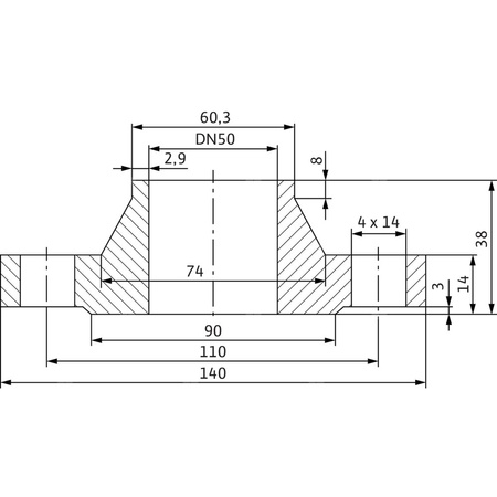 Zestaw przeciwkołnierzy stal nierdzewna, przył. DN 50 dł.140mm szer.140mm WILO