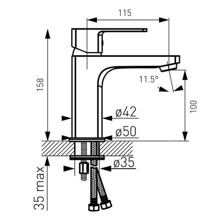 Bateria umywalkowa stojąca FERRO ALBA VERDELINE, chrom