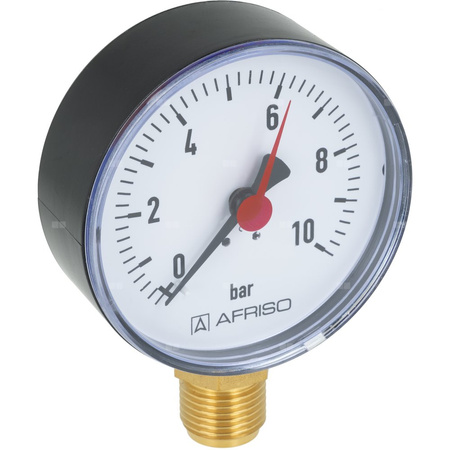Manometr z rurką Bourdona AFRISO RF grzewczy 0/10 bar G1/2B radialne fi 80 mm, kl. 2.5%