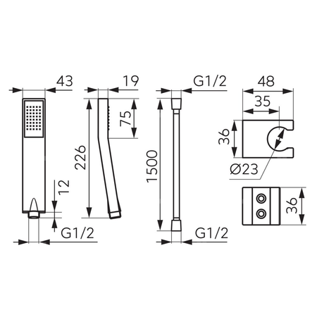 JIVE zestaw natryskowy punktowy, złoty