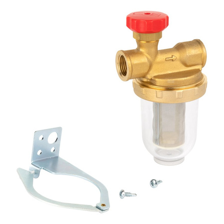 Filtr olejowy AFRISO V 1/2 - 500 St jednorurowy fi 1/2'' x 1/2'' GW x GW, z wkładem stalowym, maks. przepływ 500 l/h